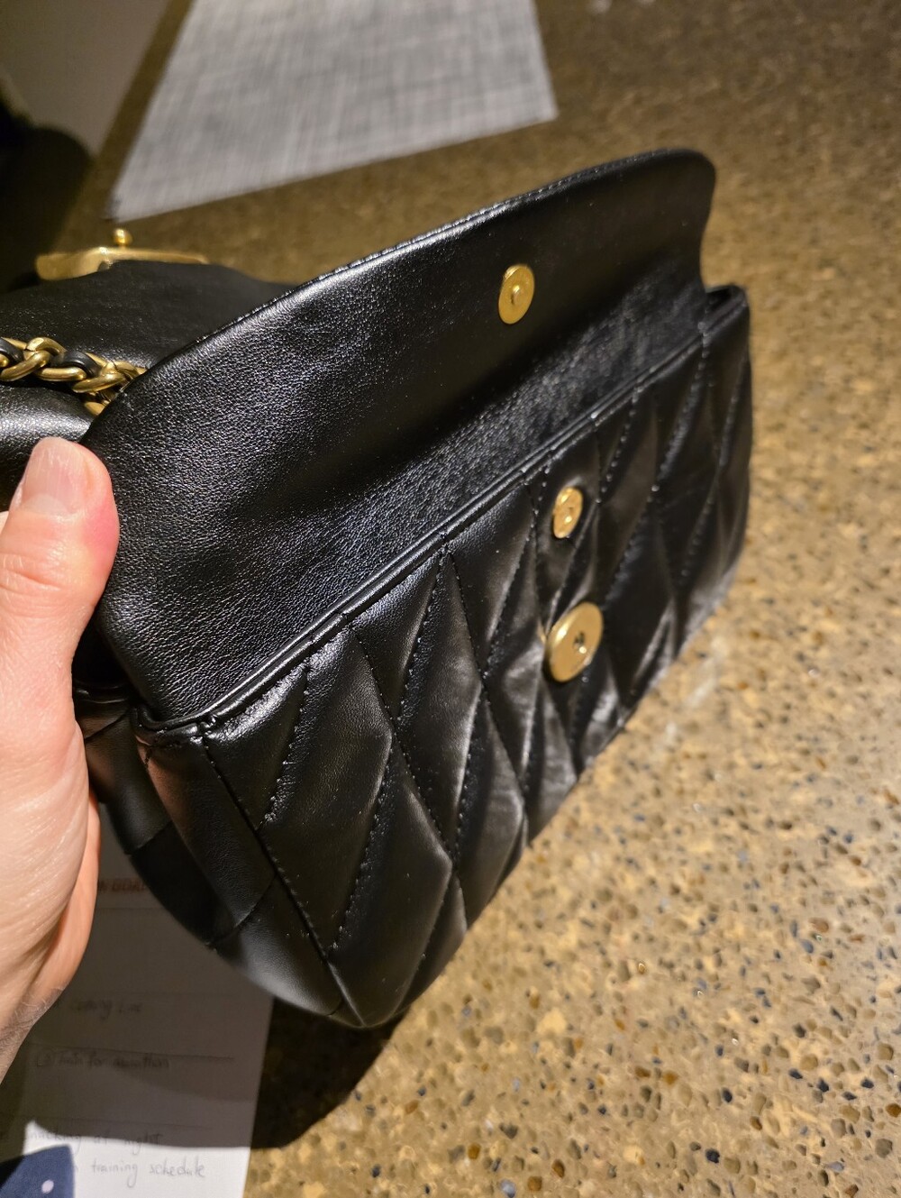 Coach Black Quilted Leather Shoulder Bag with Gold 'C' Clasp - Picture 10 of 11